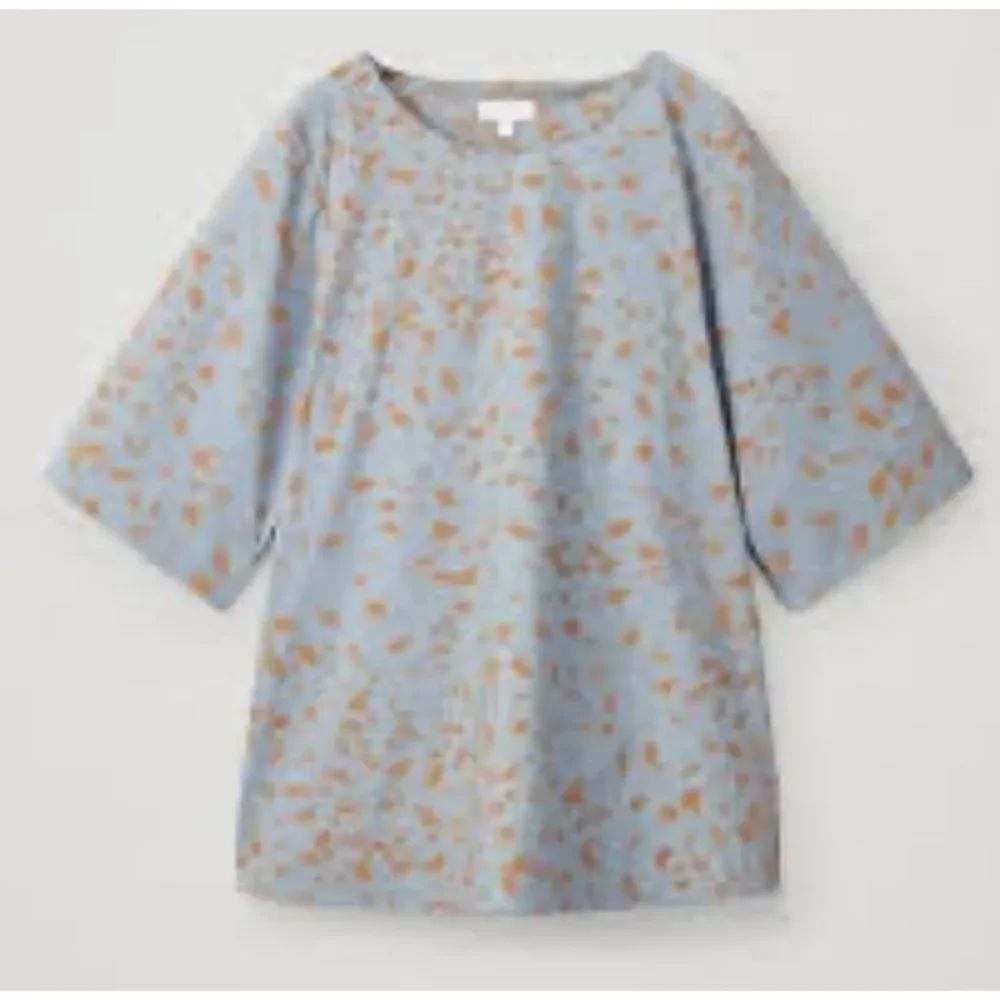 Cos Organic Cotton Printed Top In Turquoise Ope Back lose feet top Size 12 NWOT